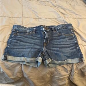 Blue Jean Shorts with Rolled-Up Cuff